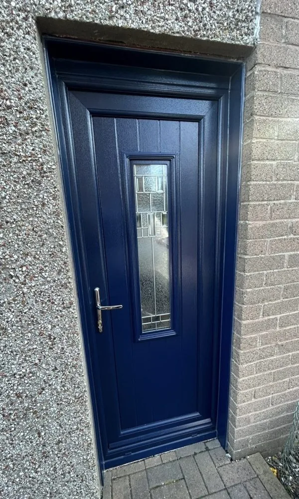Navy door, fitted by Ultimate Home Solutions