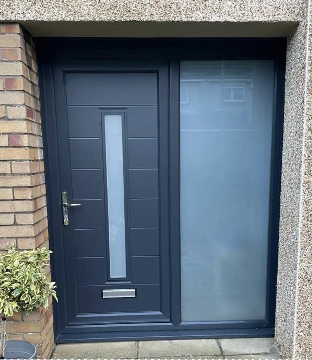 UPVC roxburgh door side panel a grey, fitted by Ultimate Home Solutions