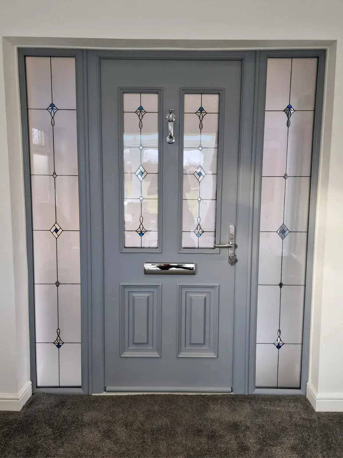 Anthracite grey Palladio door with side panels, Bearsden