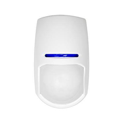 A white wireless movement detector of the type fitted indoors