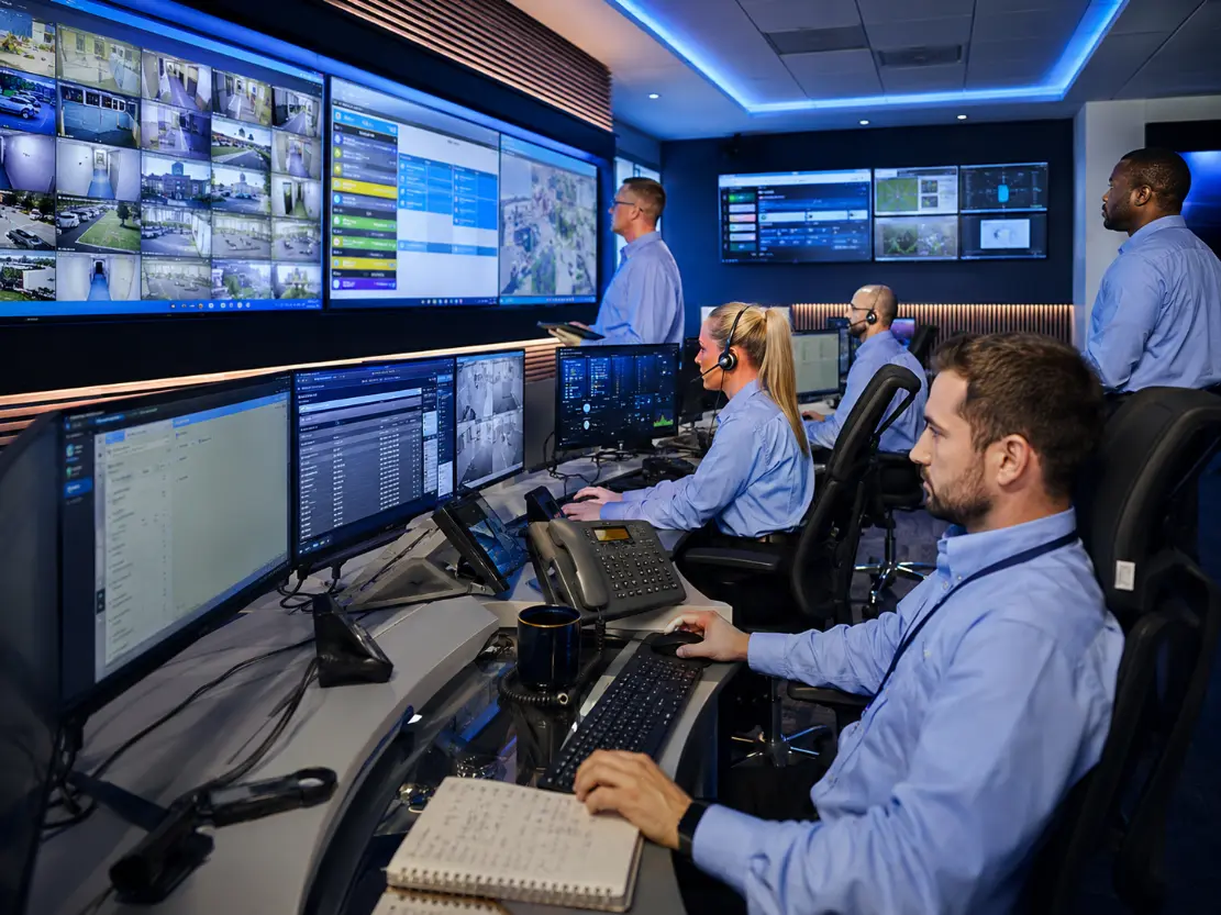 24/7 alarm receiving centre staff monitoring security systems